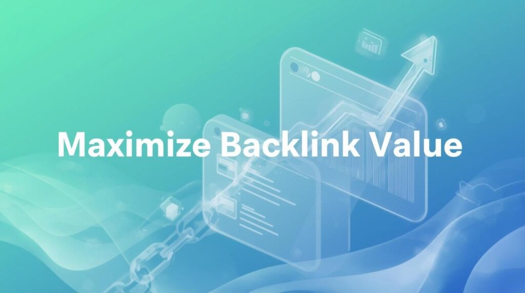 SEO growth chart with chain links symbolizing how to maximize backlink value